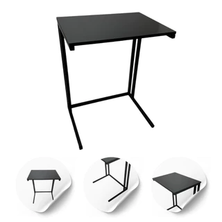 Mesinha Multiuso Preta Lateral Suporte Para Notebook Leitura Apoio Sofá Reforçada Premium Luxo