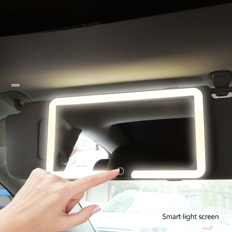 Espelho Cosmético Carro Sun Visor Vanity Mirror Com 3 Modos De Luz E 60 LEDs Recarregável024-192