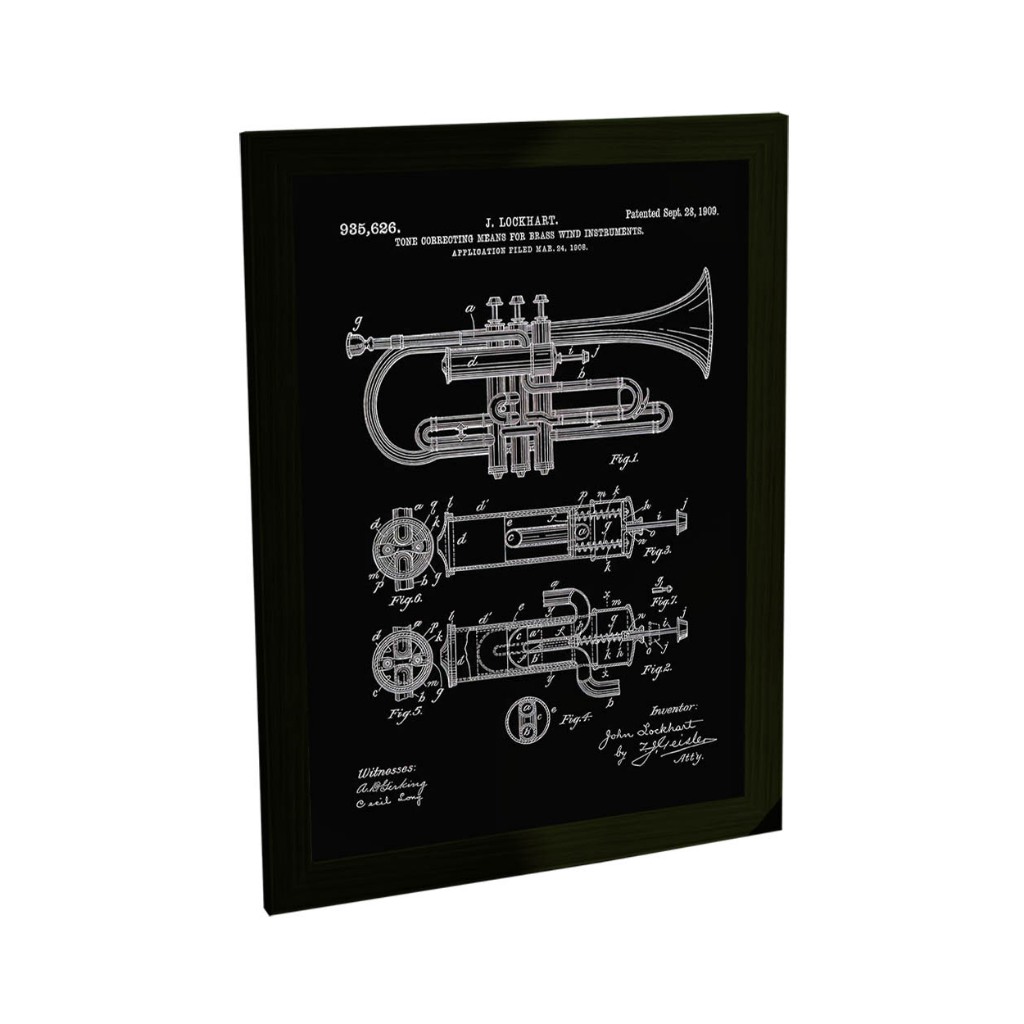 Quadro / Placa Decorativa Trompete Instrumento Musical Decoração