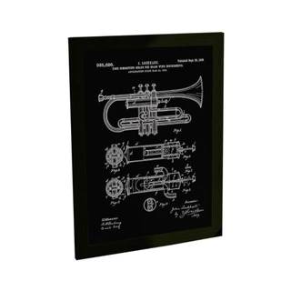 Quadro / Placa Decorativa Trompete Instrumento Musical Decoração