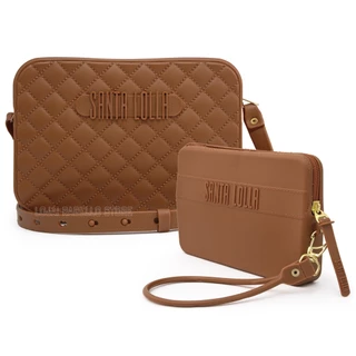 Kit Bolsa e Carteira Santa Lolla com tnt Personalizado Tiracolo Transversal Feminina
