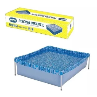 Piscina Infantil Quadrada Azul 400 Litros PVC MOR
