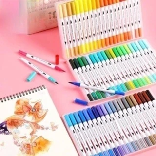 Caneta Brush Pen Kit Com 12/24/36/48 Cores com ponta dupla pincel estilo brushpen e ponta fina