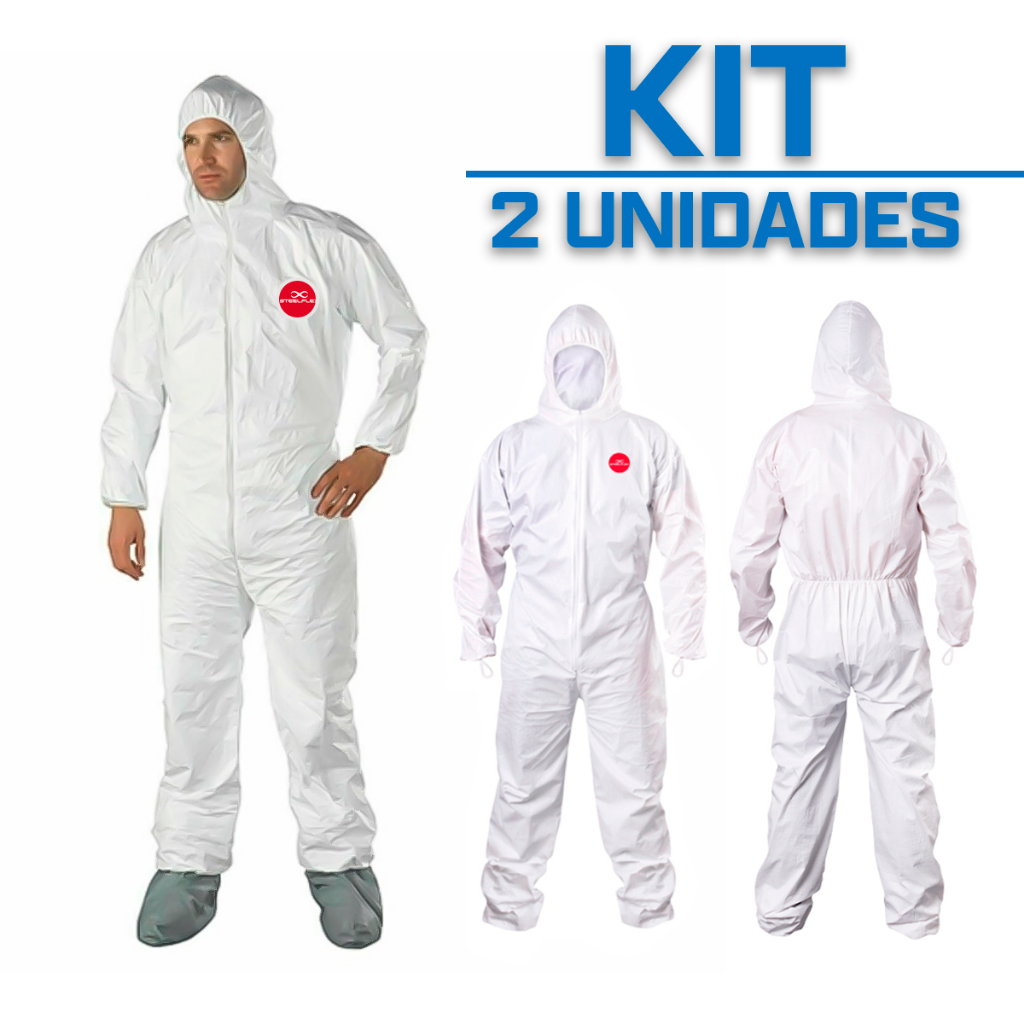 Kit 2 Macacão de Segurança EPI Pintura e Riscos Simprotec Original Químico de Proteção - Steelflex