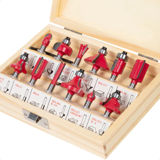 Jogo Fresa Compatível Tupia Makita Bosch Dewalt 6mm 12 Peças