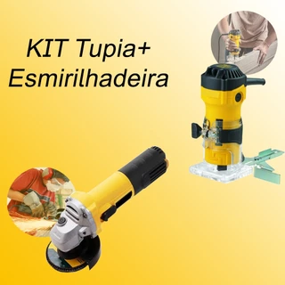 Kit Tupia Laminadora Manual 6mm 600w e Maleta de Transporte + Esmerilhadeira Lixadeira Angular 220v