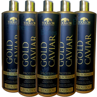 KIT 5 Progressiva Gold Caviar Toollon Cosméticos Sem Formol