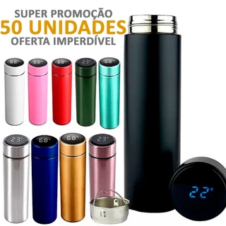 Kit 50 Garrafa Térmica 500ml Com Visor de Temperatura (Atacado/Fornecedor) - OFERTA IMPERDÍVEL