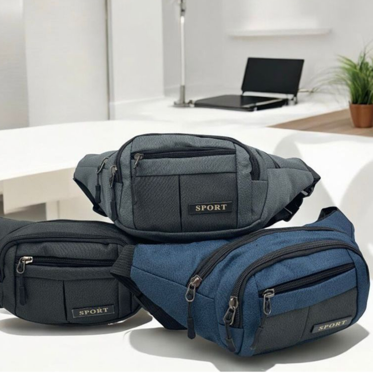 Pochete Masculina Sport De Cintura Alça Regulável 4 Bolsos