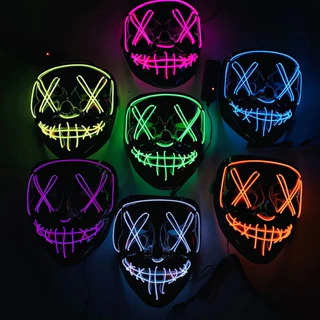 Mascara Led Festa Neon Halloween Cosplay Festa Rave Fantasia