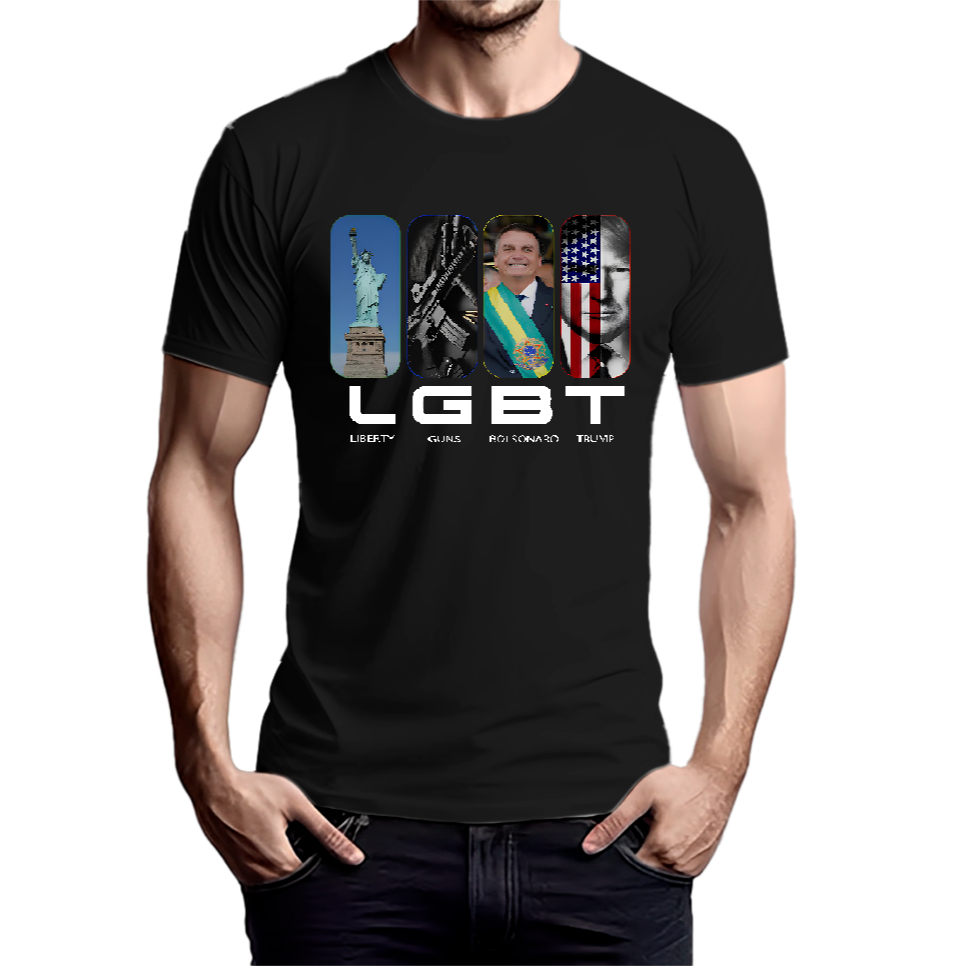 Camiseta LGBT Liberty Guns Bolsonaro e Trump Novidade Lançamento 2024