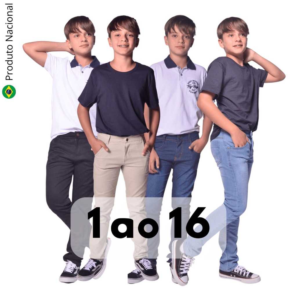 Calça Jeans Juvenil Infantil Menino Lycra Várias Cores 1 ao 16