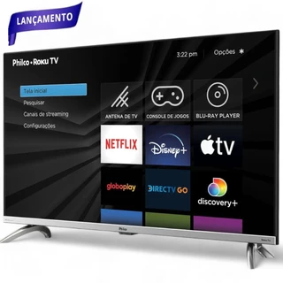 TV Smart 42 Polegadas Philco Roku Bivolt LED Preto Full HD WiFi Televisao com conversor digital