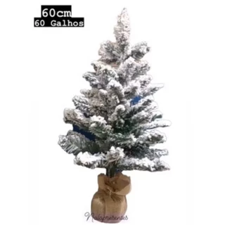 Árvore de Natal Nevada Luxo 60cm 60 Galhos Enfeite de Mesa