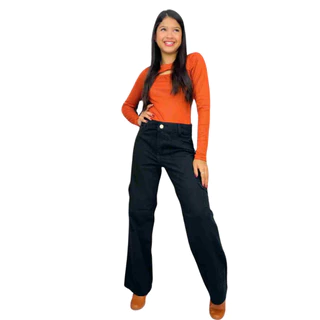 Calça Cargo Larga infantil feminina juvenil com bolsos laterais e sarja moda streetwear feminina 2024
