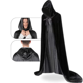Capa De Bruxa Vampiro Drácula Halloween Capuz Adulto Luxo