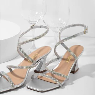 Sandália Feminina Salto Brilho Strass Promoção