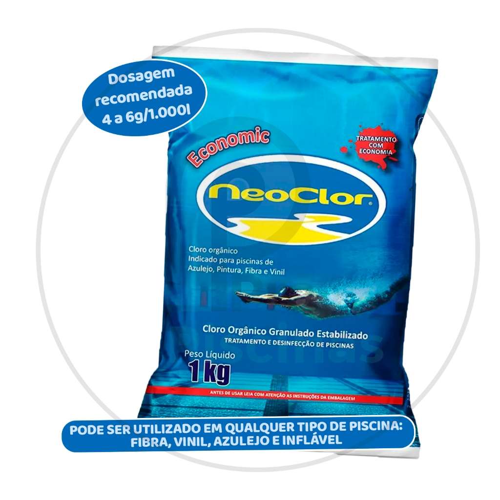 Cloro De Piscina Neoclor Econômico 1kg Estabilizado Granulado Dicloro ...