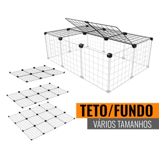 Teto ou Fundo para Cercado Pet Telas de 30x30cm Porquinho da Índia Coelho Jabuti Telas Aramadas Preto ou Branco