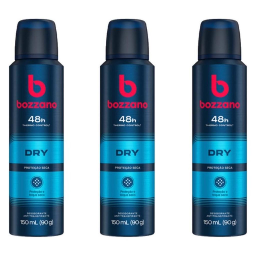 Kit 3 Desodorantes Aerosol Bozzano Dry Antitranspirante 150ml Cada
