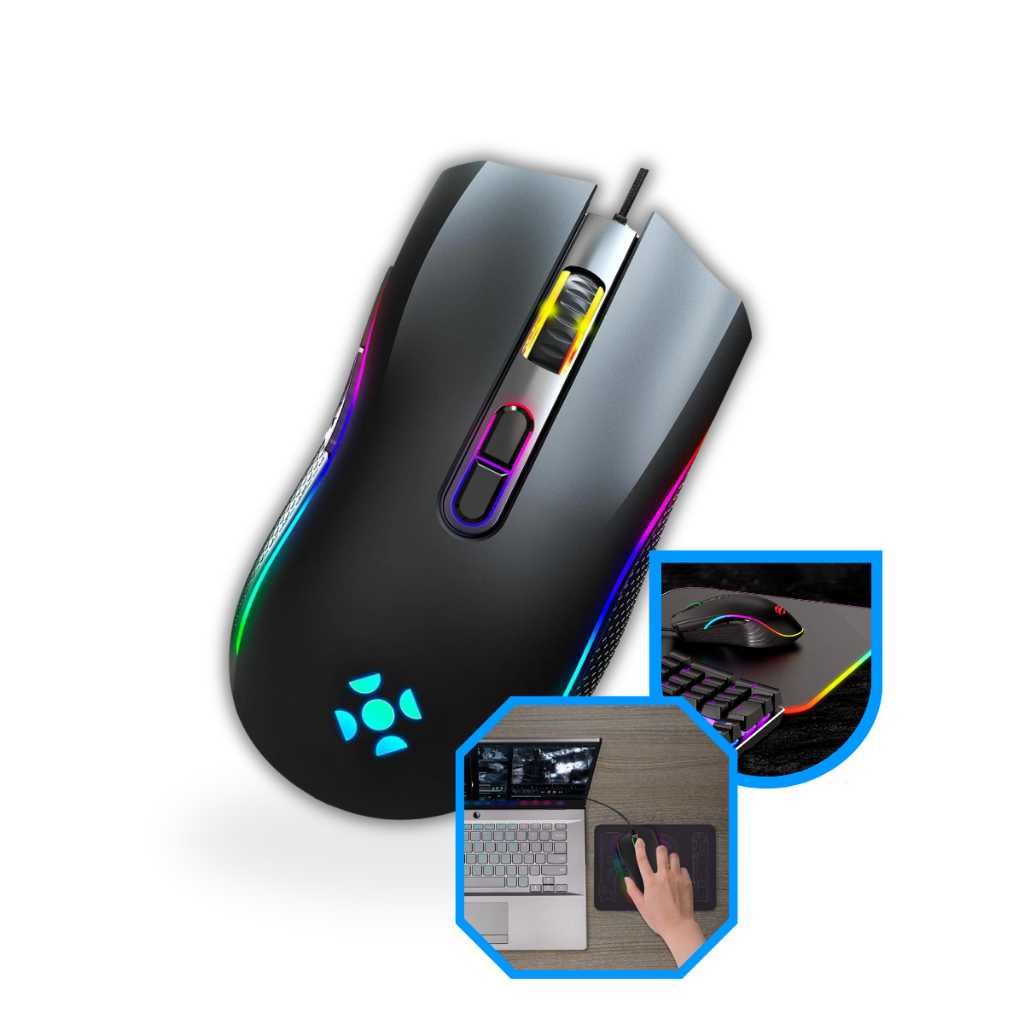 Mouse Gamer Para Jogo 7.200 DPI Óptico com LED RGB USB Compatível ...