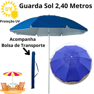 Guarda Sol Gigante 2,40m Uv Respirável Praia Piscina Verão Colorido Sombreiro Aço