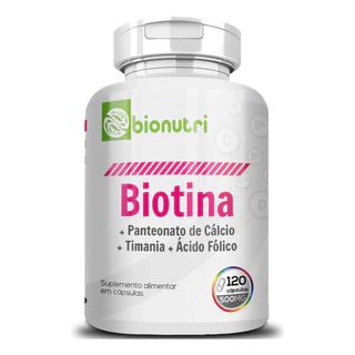 Biotina - Panteonato de Cálcio + Tiamina + Ácido Fólico - 500mg - 120 cápsulas - Bionutri