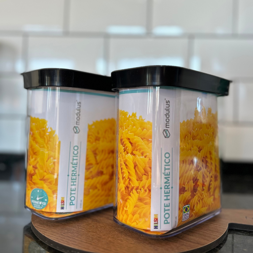 Conjunto de Potes Herméticos em Acrílico Design Empilhável - Organizador para Mantimentos 1500ml