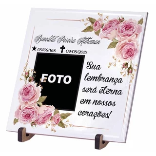 PLACA PARA TÚMULO / LAPIDE EM AZULEJO COM FOTO E FRASES DA SUA ESCOLHA.