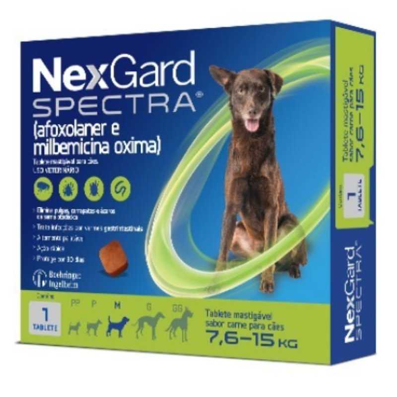 NexGard Spectra para Cães de 7,6 a 15 Kg - 1 Tablete