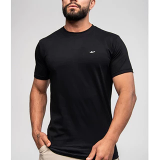Camiseta Básica Bordada No Peito Slim Fit - Malha 30.1 Penteado.