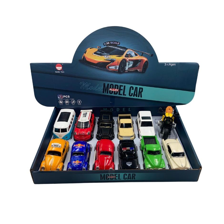Caixa com 12 Carrinhos Metal Die Cast Coleção Miniatura Escala 1