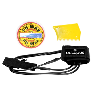 Leash Strep Prancha De Surf 6´Competição + Parafina FuWax + Raspador