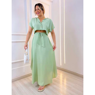 conjunto feminino dandara cropped e saia longa