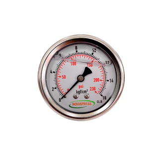 Manômetro de Pressão 1/4″ Horizontal 230 Psi 1.6 MPa Com Glicerina