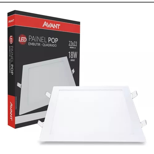 Painel Plafon Led Luminária Alumínio Embutir 18w Branca Fria Avant Bivolt