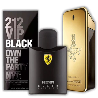 Kit 3 Perfumes Importados Para Homem Ferrari Black, 212 Vip Black, One Million - 100ml