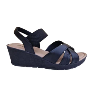 Sandália Feminina USAFLEX anabela de couro com elástico UF0502 em Oferta na Shopee