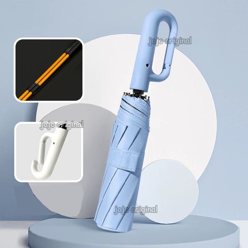 Guarda-chuva Automático Proteção Solar UV Dobrável Anel de Fivela Com Black outPronto Entrega