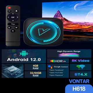 TV Box Vontar com Controle Android 12 4GB Ram 32GB/64GB Rom HDMI 8K Bluetooth Wifi 5G