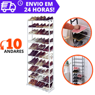 Sapateira Vertical 10 Andares 30 Pares REFORÇADA Prateleira Organizadora de Porta