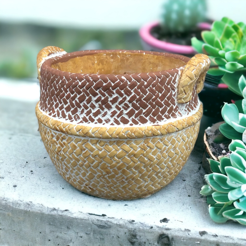 Cachepot de Cimento Vaso de Plantas Cesta Vaso Rustico Medio eGrande ...