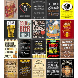 Kit 20 Placas Decorativas com Frases Divertidas de Bebidas
