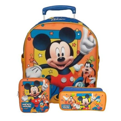 Kit Mochila Maternal Escolinha Meninos Creche Rodinhas Mickey Mouse Amigos Tamanho P Shopee Brasil