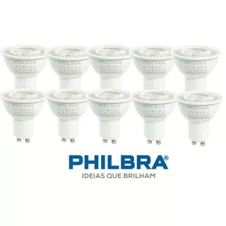 Kit 10 Lâmpadas Dicróica LED 4,8W Luz Amarela 2700K BIV GU10 PHILBRA