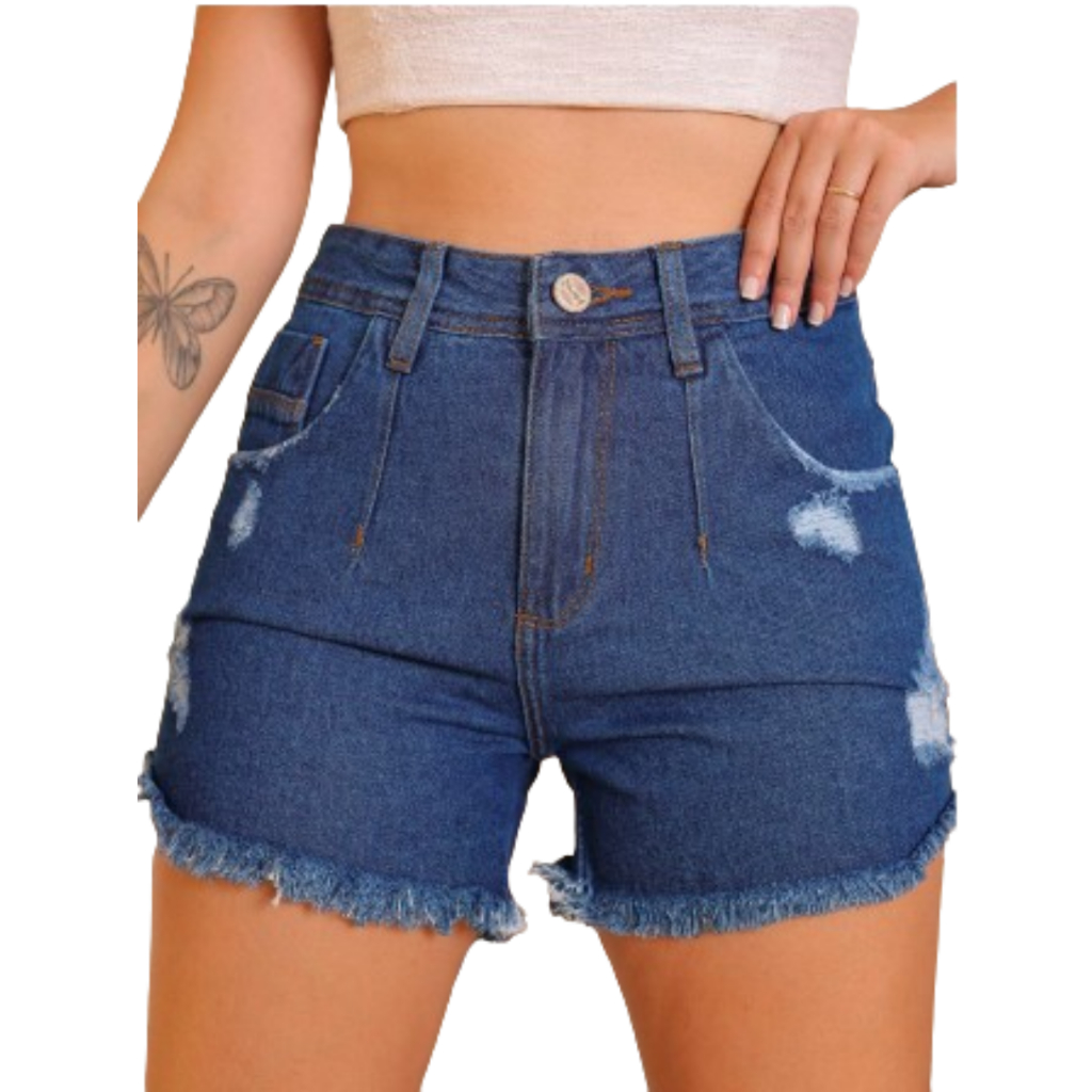 Shorts boyfriend desfiado top