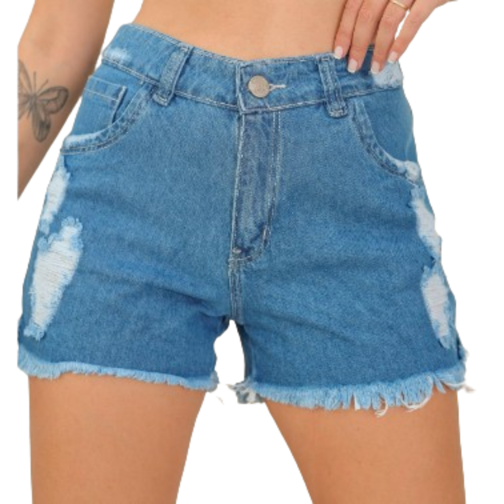 Shorts boyfriend desfiado top