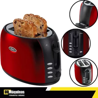 Torradeira Inox Vermelha de 2 Fatias 220 Volts - Oster