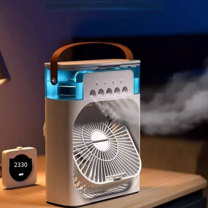 Refrigerador De Ar Ventilador Umidificador Portátil Com Led Reservatório De Água Led Usb