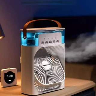 Refrigerador De Ar Ventilador Umidificador Portátil Com Led Reservatório De Água Led Usb